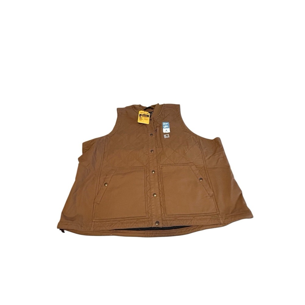 Women 3x Carhartt Rugged Flex Relaxed Fit Canvas Insulated Rib Collar Vest Brown